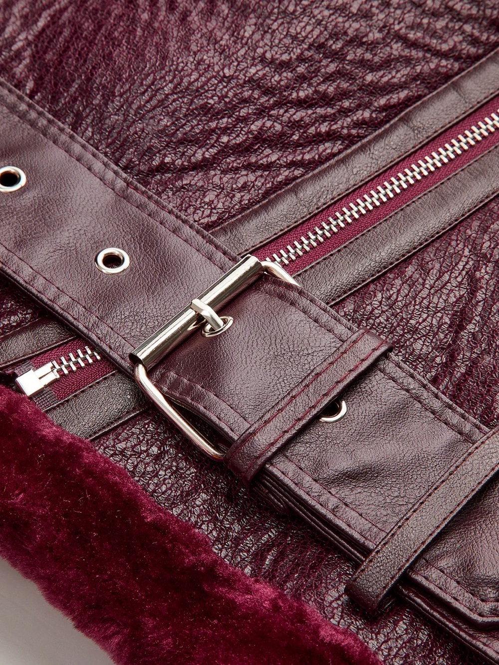 52 Zipper Belted Soft Fleece Jacket - Picture 9 of 9
